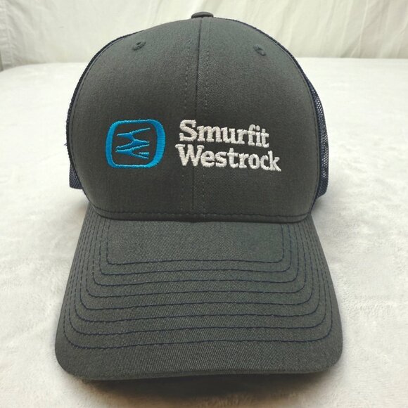Smurfit Westrock Adjustable Snapback Meshback Cap Hat Gray Blue Richardson - Picture 1 of 9